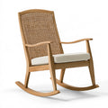 Schaukelstuhl 70 x 95 x 105 cm aus Holz und Rattan in Naturbeige mit Sitzpolster