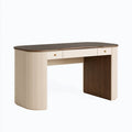 Schreibtisch 140 x 60 x 76 cm Holzwerkstoff Braun Creme mit drei Schubladen geriffeltes Design