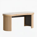 Schreibtisch 160 x 60 x 75 cm Holzoptik Beige Weiß mit Schubladen geriffeltes Design