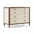 Kommode 120 x 45 x 90 cm Holzwerkstoff Beige Braun mit 5 Schubladen im klassischen Stil