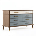 Kommode 150 x 45 x 90 cm Holzwerkstoff Braun Blau mit 8 Schubladen