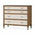 Kommode 120 x 45 x 110 cm Holz Braun Creme mit vier Schubladen Retro