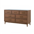 Kommode 150 x 45 x 85 cm in Walnussbraun aus Holzwerkstoff mit 7 Schubladen im Mid-Century-Stil