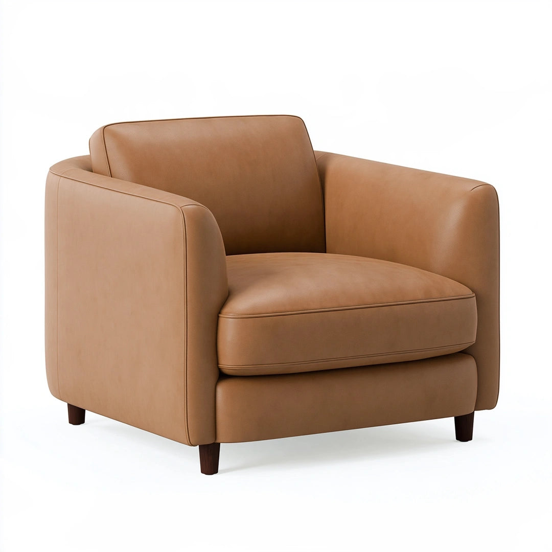 Sessel 90 x 85 x 80 cm in Cognacbraun mit Kunstlederbezug - moderner Polstersessel