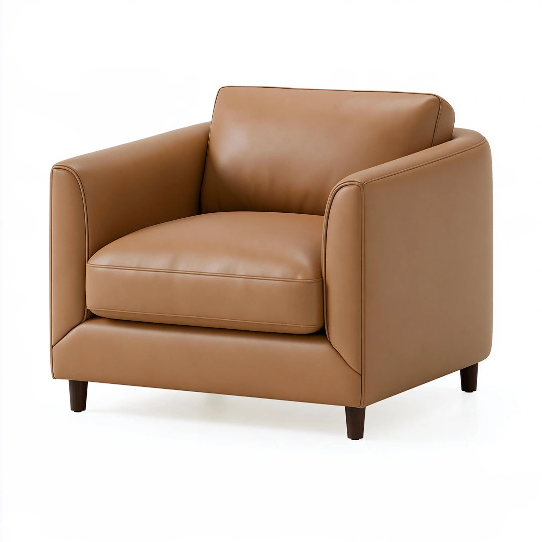 Sessel 95 x 88 x 82 cm aus Kunstleder Cognacbraun mit gepolsterter Sitzfläche