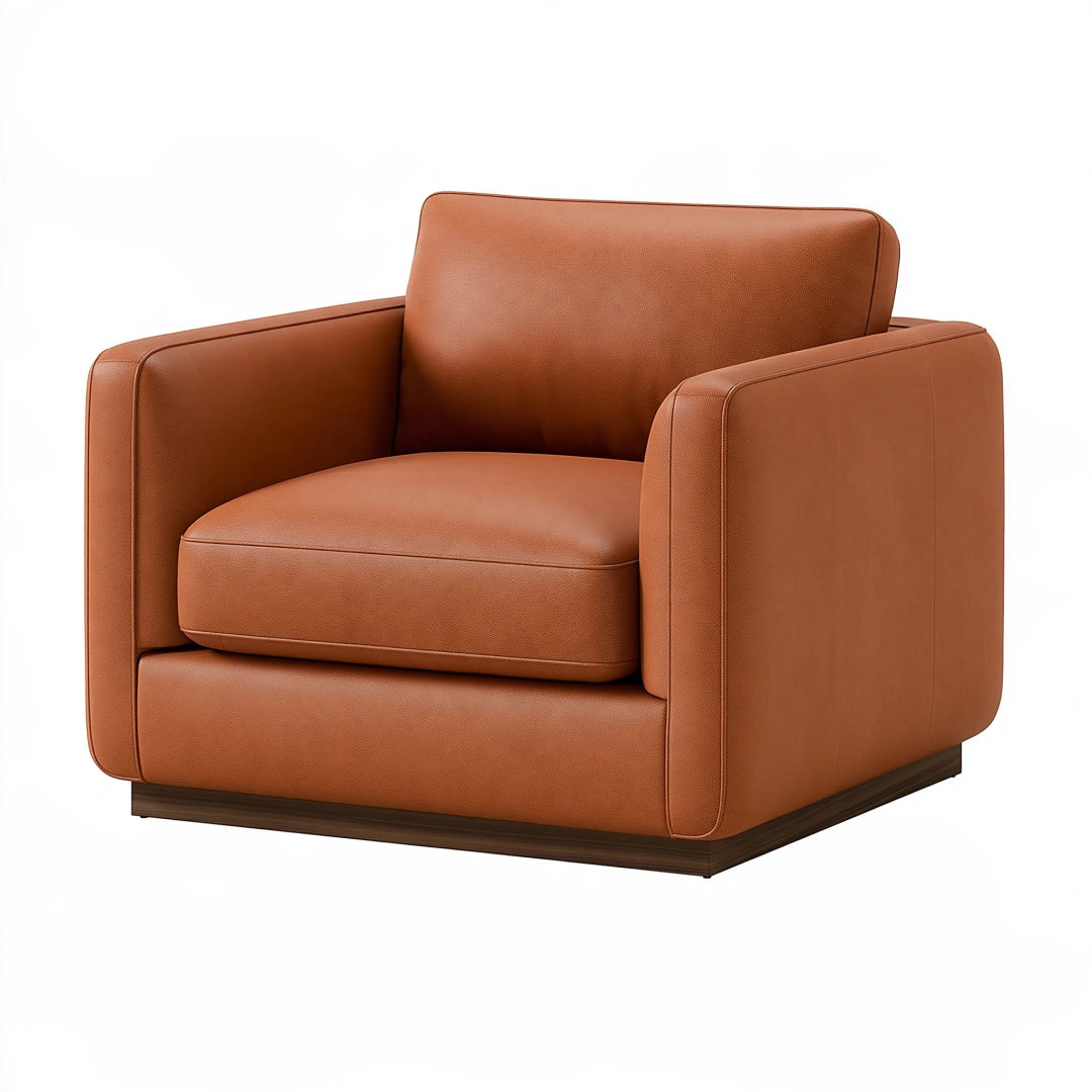 Sessel 100 x 92 x 82 cm aus Kunstleder Cognacbraun - moderner Loungesessel mit breiten Armlehnen