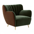 Sessel 82 x 85 x 78 cm Samt Grün Braun gepolstert Retro