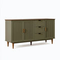 Sideboard 180 cm Holzwerkstoff Olivgrün mit Schubladen und Lamellentüren
