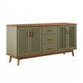 Sideboard 180 x 40 x 85 cm Grün Holzwerkstoff mit Holzdetails im Mid-Century-Stil