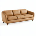 3-Sitzer Sofa 220 x 90 x 85 cm in Cognacbraun mit lederähnlichem Bezug und Holzfüßen