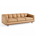 3-Sitzer Sofa 230 x 90 x 78 cm in Hellbraun Kunstleder mit Holzfüßen