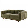 2-Sitzer Sofa 190 x 90 x 78 cm olivgrüner Samtstoff mit Holzfüßen modernes Design