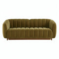 3-Sitzer Sofa 210 x 90 x 78 cm olivgrüner Samtbezug mit gerippter Polsterung