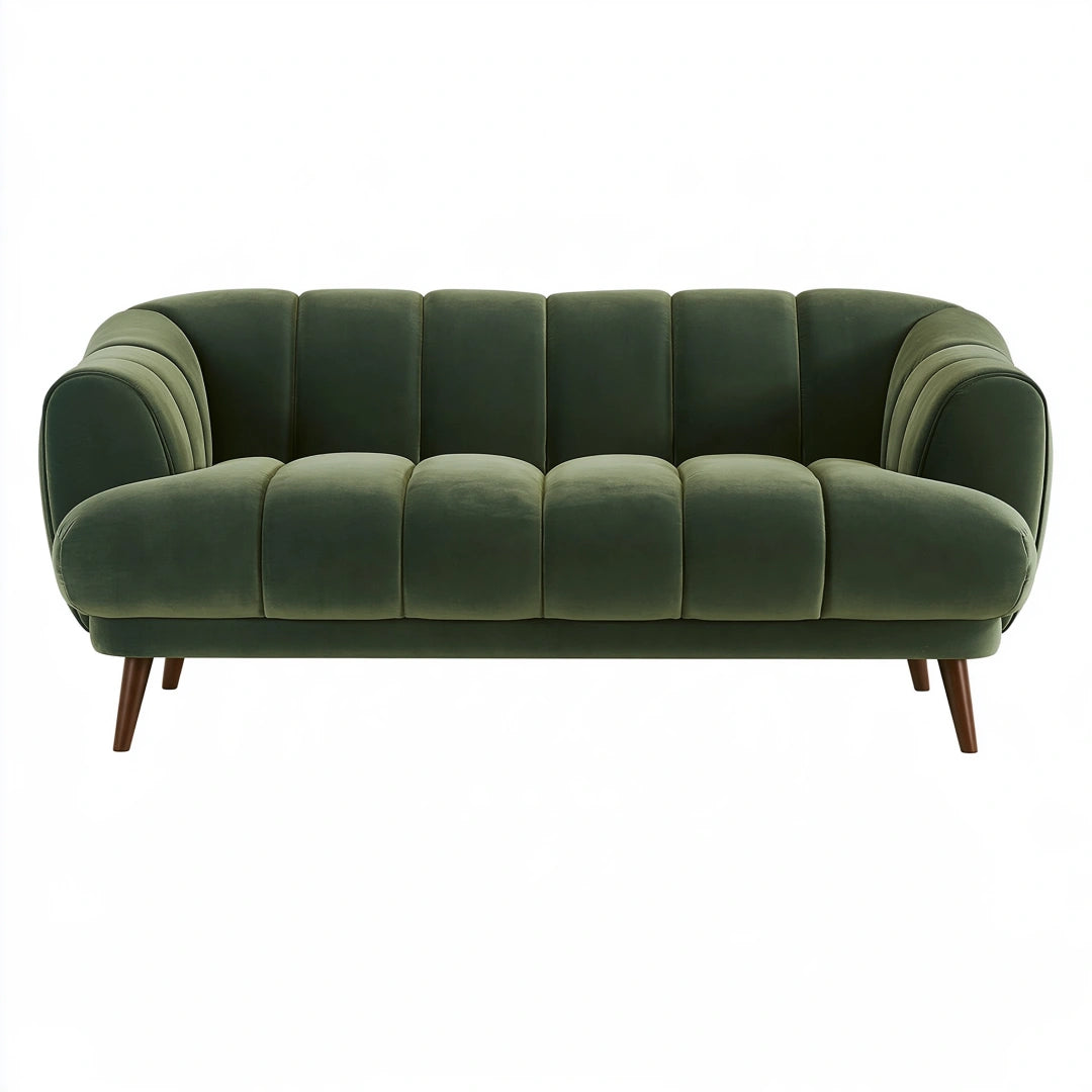 2-Sitzer Sofa 180 x 85 x 82 cm dunkelgrün Samt Retro-Stil mit Holzbeinen