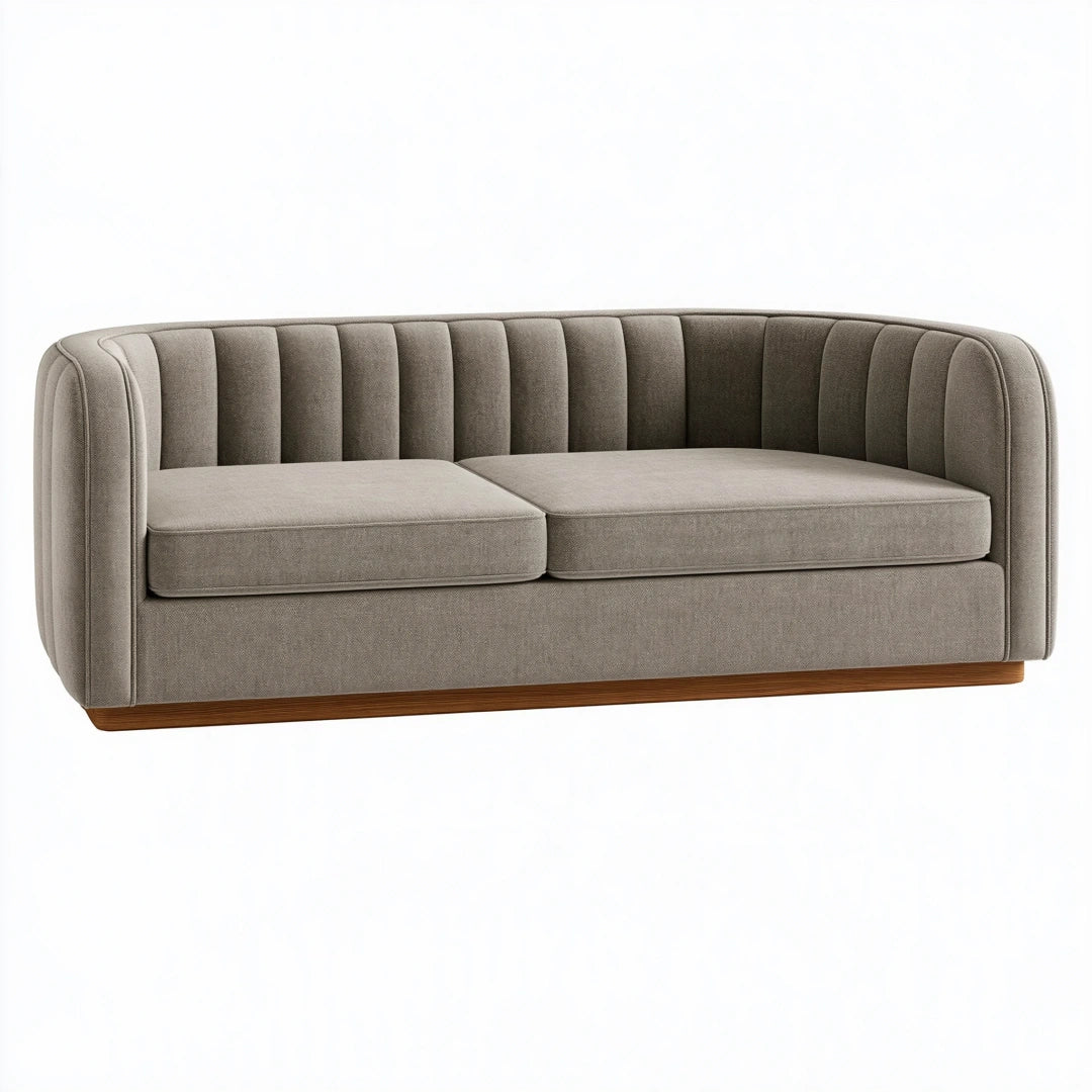 2-Sitzer Sofa 180 x 85 x 75 cm Textil Taupe - gepolstertes Wohnzimmer Sofa mit Holzsockel