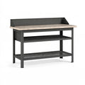 Werkbank 120 x 60 x 90 cm Stahl Holzoptik Grau Schwarz mit Lochwand und Ablagen