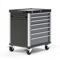 Werkzeugwagen 80 x 50 x 90 cm Stahl Schwarz Grau mit 7 Schubladen fahrbar